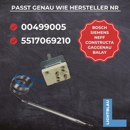 Lichtblau Thermostat Original EGO 55.17069.210 I Oven Replacement Part Suitable for Bosch, Siemens, Neff and Constructa 499005 I Oven Temperature Controller up to 310 °C I Capillary Tube 1100 mm