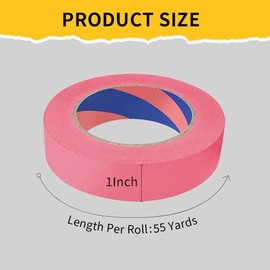 Duccinp Painters Tape, 1 inch x 55 Yards x 2 Rolls Pink Painters Masking Tape for Indoor and Outdoor Use, Medium Adhesive Paint Tape for DIY Crafts, Arts, Painting, Easy Removal | Duccinp