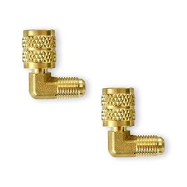 Iruihoo R22-R410A adapter, 2 pieces 90° angle adapter, 1/4 inch to 5/16 inch flare brass mini split adapter for air conditioners, HVAC