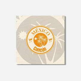 Unbranded Cancun Mexico Travel 4'' X 4'' Square Wooden Coaster