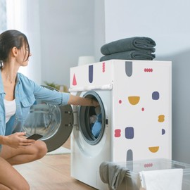 FAVOMOTO Washing Machine Cover,Washing Machine Installation Kits Waterproof Dustproof Full Covered Washer/Dryer Cover for Home Laundry