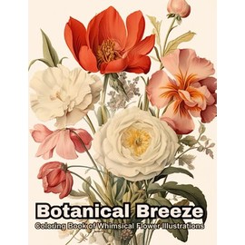 Botanical Breeze: Coloring Book of Whimsical Flower Illustrations: Balance and Relaxation: Featuring a combination of black and white backgrounds
