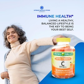 Vitamin C Gummies 500mg – 120 Count, Natural Orange Flavor, Daily Vitamin C Gummies for Adults, Chewable VIT C, Vegetarian, No Artificial Flavors or Sweeteners (Pack of 1)