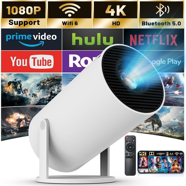 WEAGP Mini Proyector Portátil, Proyector 4K Auto Keystone, 1080P Full