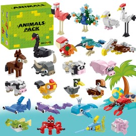 ENJBRICK Mini Animals Building Blocks Set, 24 Pack Party Favors for Kids Goodie Bag Fillers and Classroom Prizes, Unique Birthday Gifts for Boys and Girls, 762 Pcs