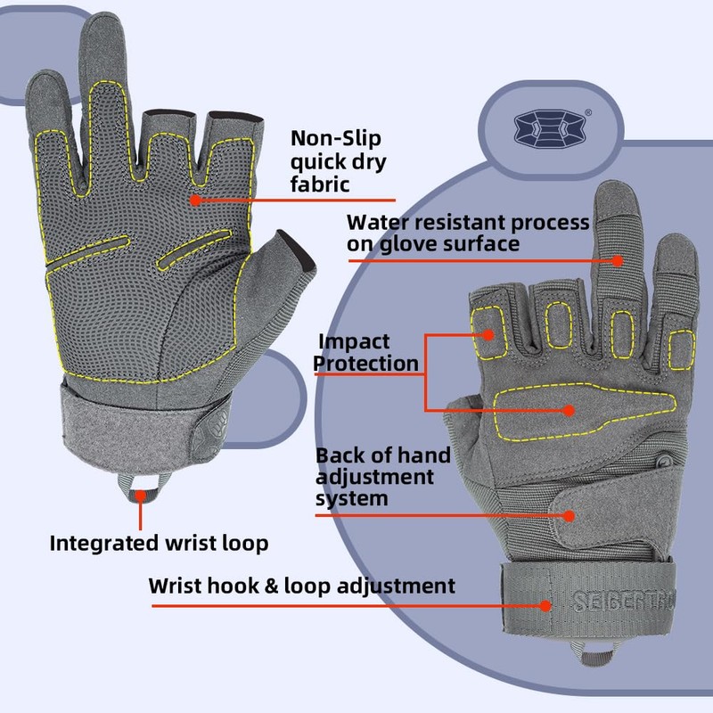 Seibertron Men's S.O.L.A.G-T Special Ops Three Fingerless Light Airsoft Hunting