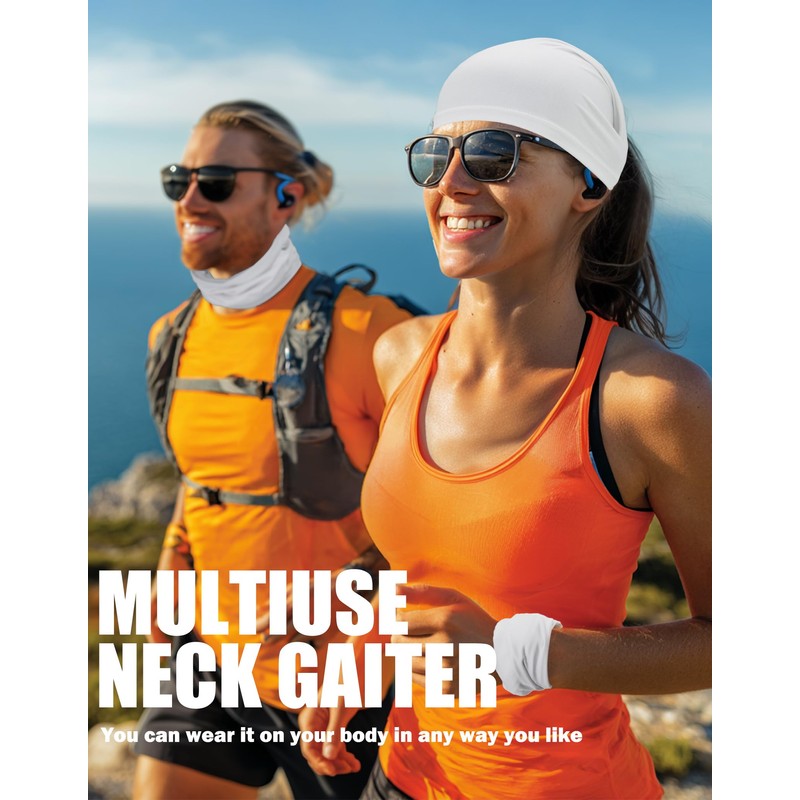 JHYWELL Cooling Neck Gaiter Face Cover, White UV Protection Mask,