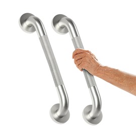 IJDD 16 Inch Shower Grab Bars for Seniors 2 Pack Stainless Steel Knurled Non Slip Safety Bars for Showers and Walls, Fall Prevention and Handicap Support, Daily Balance Assistive Gifts for Elderly
