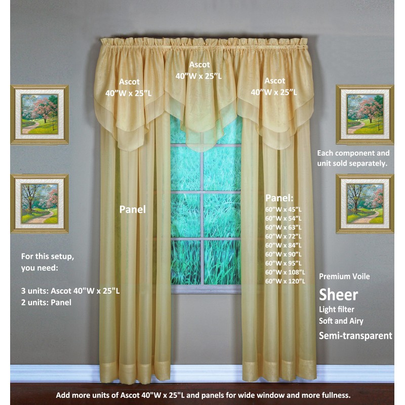 Today's Curtain Emelia Original Voile Panel 120", Gold, 60" W
