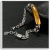 Xusamss Tiger Eye Stone Bar Link Bracelet for Men(Brown)