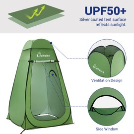 WolfWise Pop Up Privacy Shower Tent Portable Outdoor Sun Shelter Camp Toilet Changing Dressing Room Medium, Green
