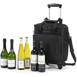 Lazenne Wine Bags for Travel - 6 Bottle Wine Bag/Wine Carrier - Wine Luggage For Professionals and Consumers. 3-in-1 Wine Tote, Rolling Suitcase and Insulated Cooler Bag with Removable Dividers
