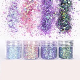 4 Box 10ml Purple Pink Nail Powder Glitter Nail Foil Super Shiny Glitter Nail Gel Nail Resin Parts