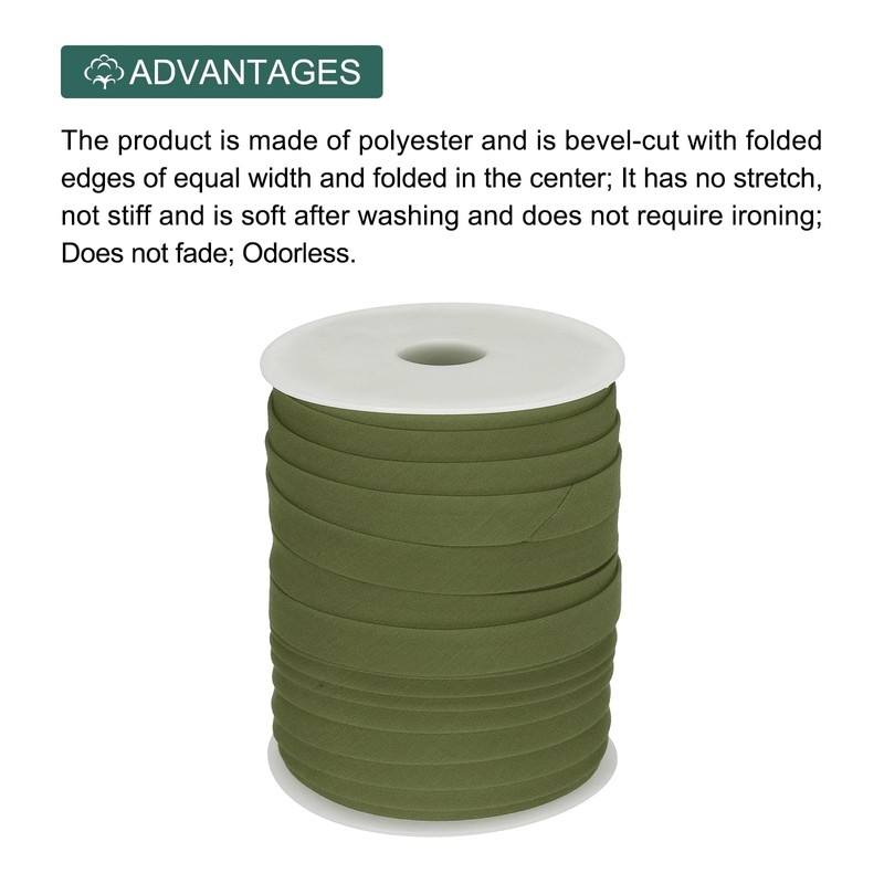 MECCANIXITY 1/2 Inch Double Fold Bias Tape Polyester Continuous Bulk