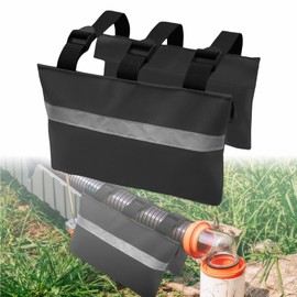 RV Sewer Hose Weight Bags with Reflective Strips - Waste Hose Fastening Device Prevents Dislodging While Dumping, 3 Pcs (Black)