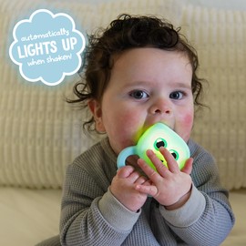 Glo Pals Light-Up Rattle – Sensory Baby Rattle with 7-Color LED Lights – Soft Silicone Baby Toy for Newborn Development – Rattle Teether for Infant Toys (Blair)