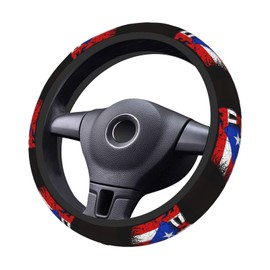 Puerto Rico Flag Steering Wheel Covers,Anti Slip Sweat Absorption Elasticity Car Accessories Steering Wheel Protector Universal 15 Inch for SUV Sedan Vans Trucks