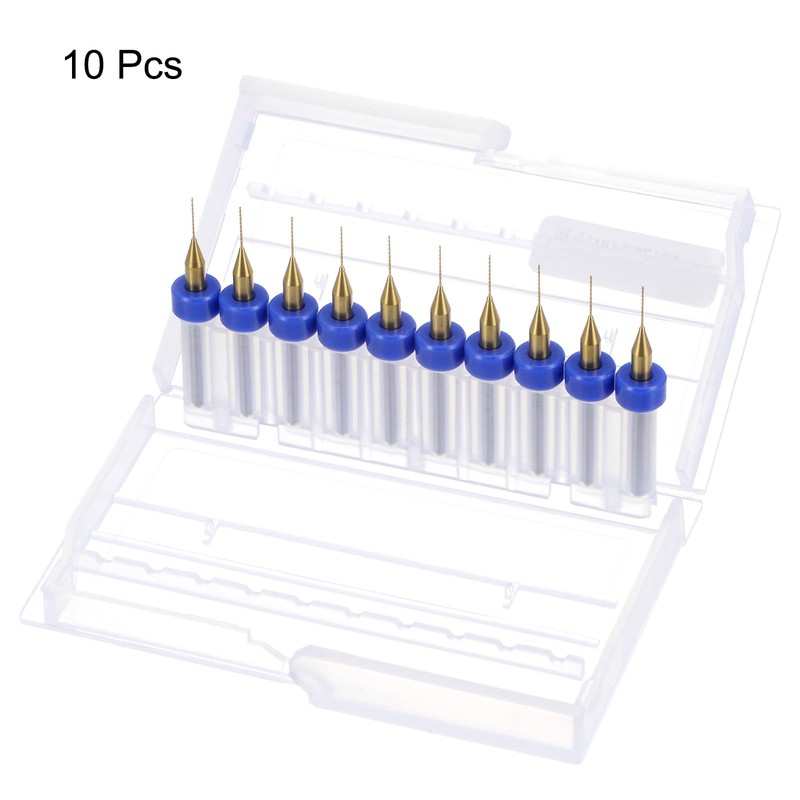 sourcing map 10pcs PCB Drill Bits 1/8" Shank 0.4mm Titanium