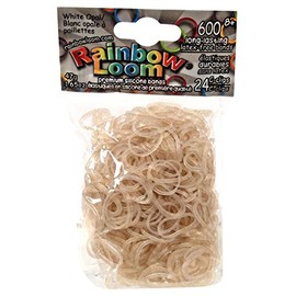 Rainbow Loom Glitter Collection: White Opal Rubber Bands with 24 C-Clips (600 Count),B0250