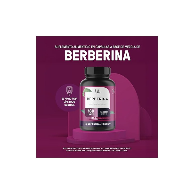 Life 360 Berberina 1000 Miligramos 180 Cápsulas Extracto Hcl Ingredientes