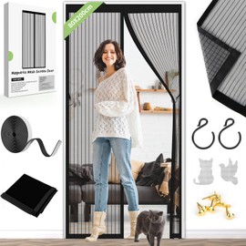 Magnetic Fly Screen Door Curtain - Fly Curtains 80X200cm for Doors with Powerful Magnets and Full Frame Magic Tape, Fly Nets for Doors Without Drilling, Suitable for Patio Doors Balcony Bedroom