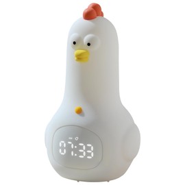 MENGYIDIAN App-Controlled Alarm Clock Lamp for Toddlers: Sleep Training Night Light, Silicone, Rechargeable, Portable, OK to Wake for Kids Cute Kung Fu Chicken
