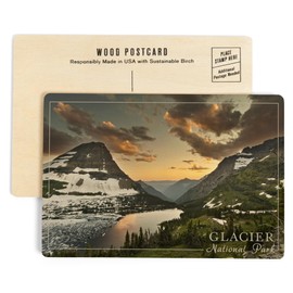 Glacier National Park, Montana, Hidden Lake and Bearhat Mountain (4x6 Birch Wood Postcards, 2-Pack Stationary, Rustic Home Wall Decor)