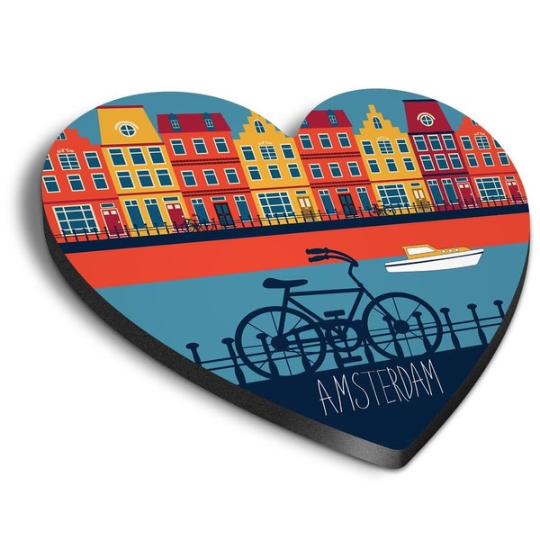 1x Heart MDF Magnet 6cm - Amsterdam Netherlands Holland Travel