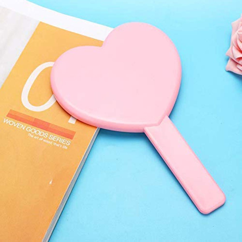 TBWHL Heart-Shaped Travel Handheld Mirror, Cosmetic Hand Mirror with Handle,