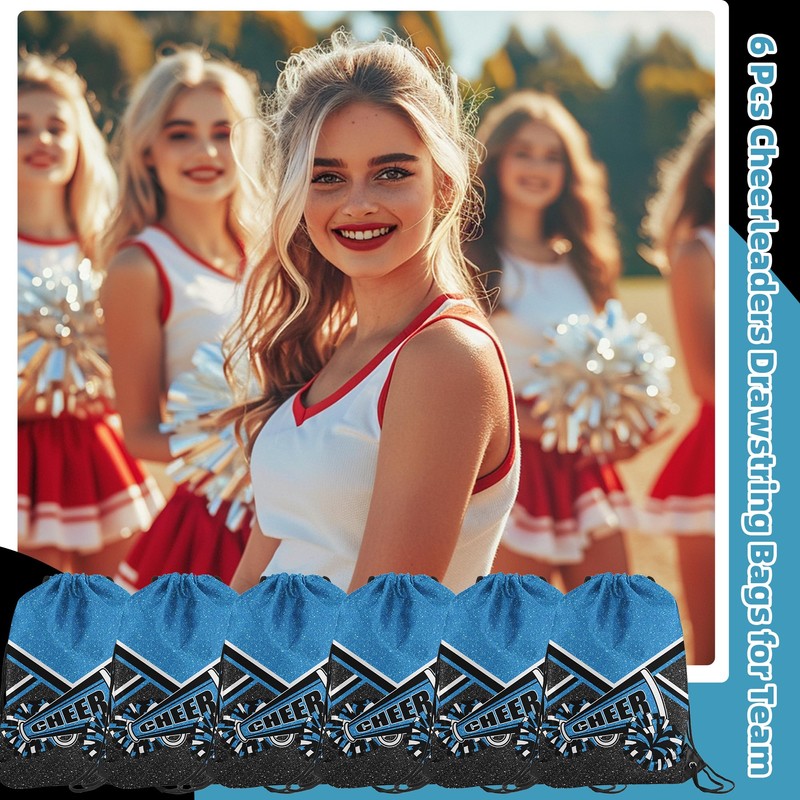6 Pcs Cheer Drawstring Backpack Cheerleading Drawstring Bag Cheer Accessories
