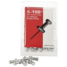 5/8'' Aluminum Head Steel Needle Push Pins box of 100