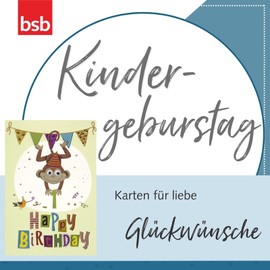 bsb Children's Birthday Card - Loving Card for 5th Birthday with Monkey - Birthday Card Girl & Boy with Envelope - Birthday Card - Happy Birthday Card in 11.5 x 17.0 cm