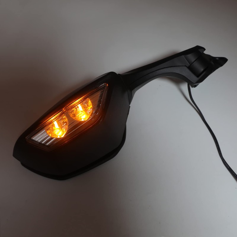 HTTMT- Black Rear View Mirrors w/Turn Signals Compatible with Kawasaki