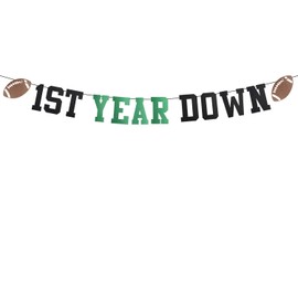 First Year Football Banner, 1st Year Down Banner Rugby Football Birthday Party Decorations First Year Down Bunting Banner for Boys Baby Football Theme Birthday Party Supplies