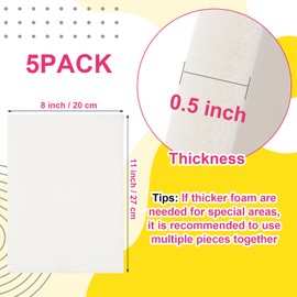 Ecmln 5 Pack Lipo Foam Pads - 8'' x 11'' Lipo Foam Board Lipo Foams Post Surgery for Liposuction Surgery Recovery, Using with Flattening Abdominal Compression Garments(0.5 Inch Thickness)