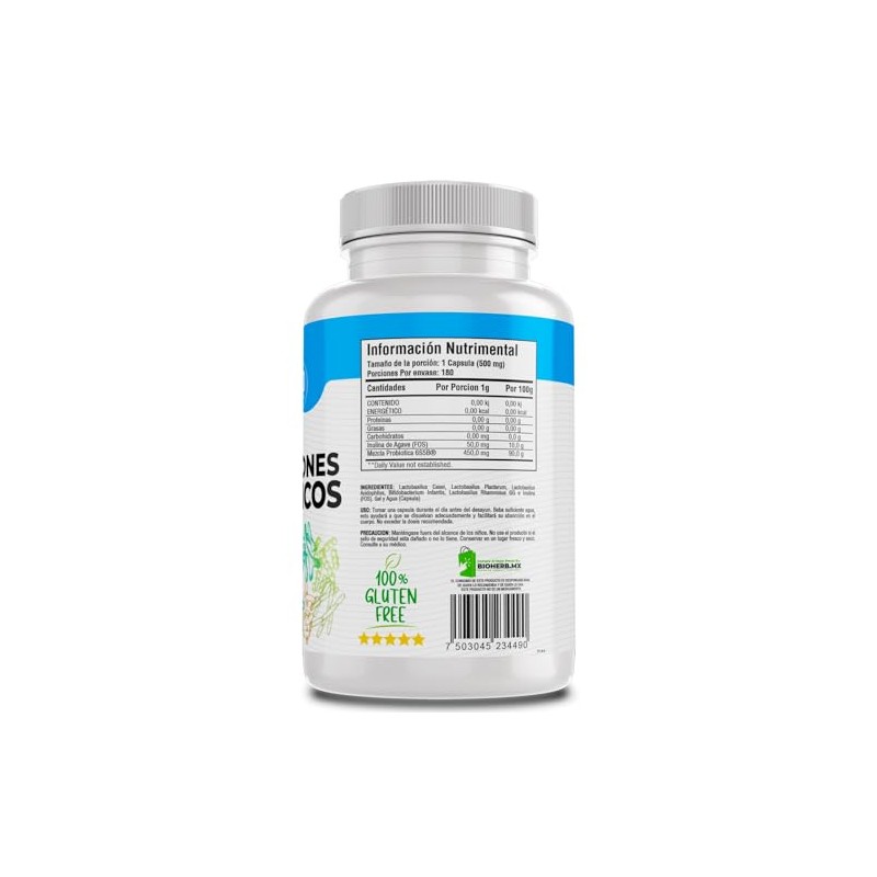 BioHerb 450 Billones de Probióticos con Inulina de Agave, 180