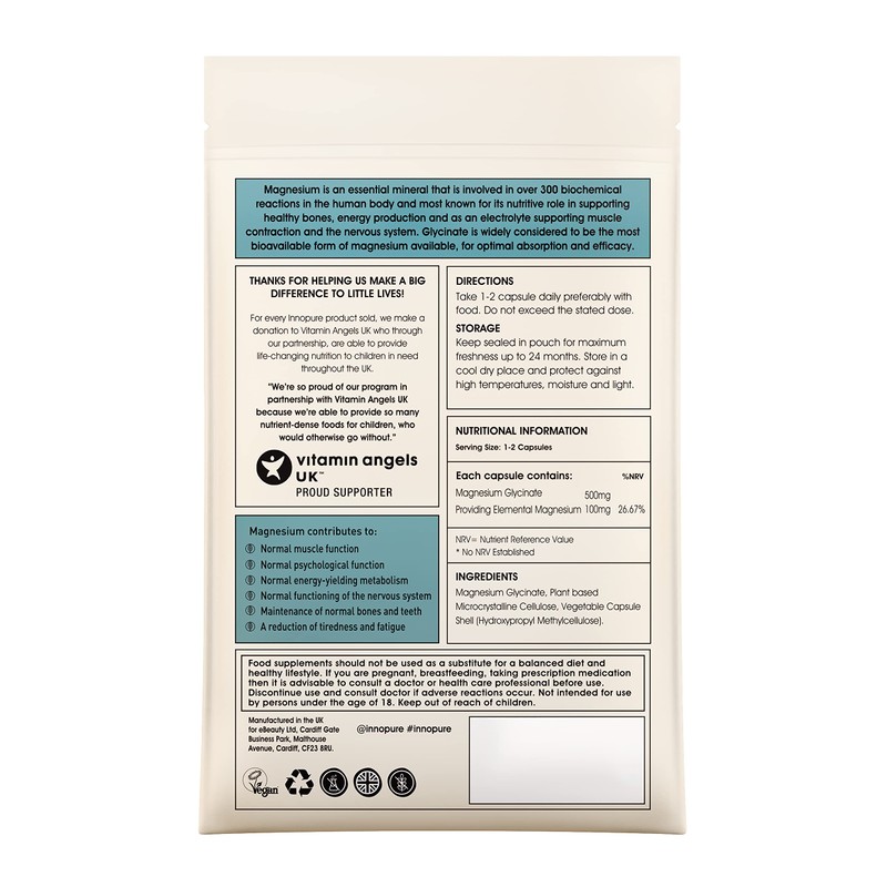 INNOPURE Magnesium Glycinate 180 Capsules - Bioavailable Magnesium Supplements -