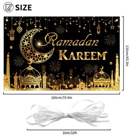 Amebleak Ramadan Mubarak Banner Ramadan Decoration Extra Large Eid Mubarak Background Banner Ramadan Kareem Banner Star Moon for Muslim Islamic Eid Ramazan Ramadan Decoration