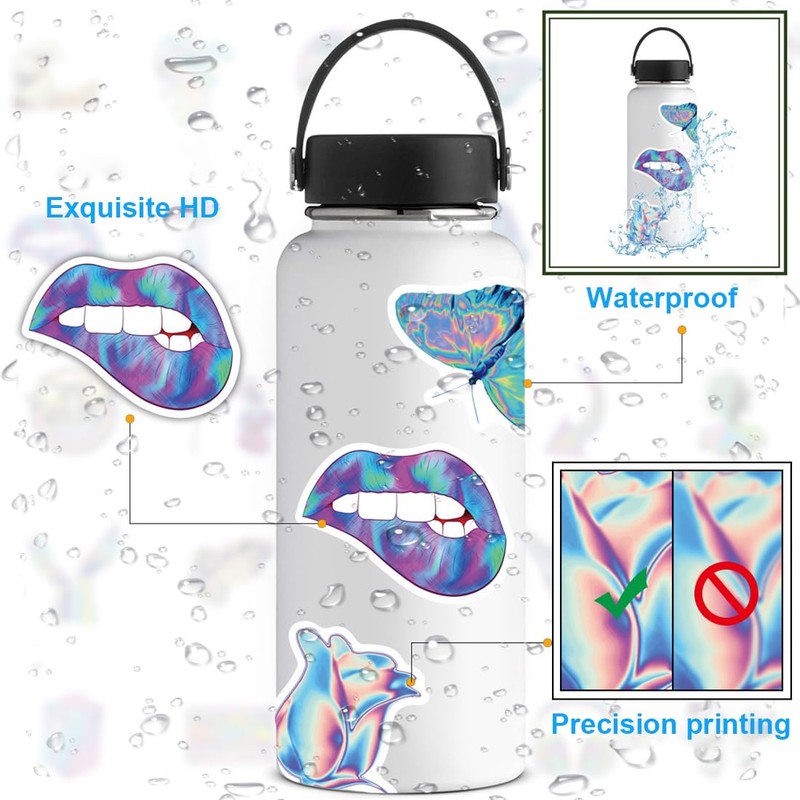 AORHOFJ Pack of 50 Neon Stickers, Waterproof Vinyl Stickers, Decals