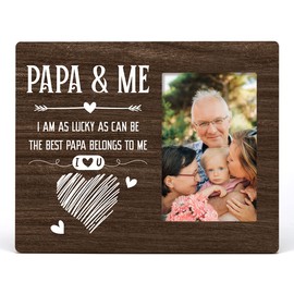 Nurawo Papa and Me Wood Picture Frame Rustic Wooden Photo Frame for Tabletop or Wall Display (for 4x6 Photo), Gift for Grandpa Grandfather from Grandson Granddaughter