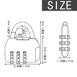 2 Pack Lock Combination Code 3 Digit Combination Lock Padlock Combination Lock for Gym Padlock Numbers Weatherproof for Door, Garden Fences (Black)