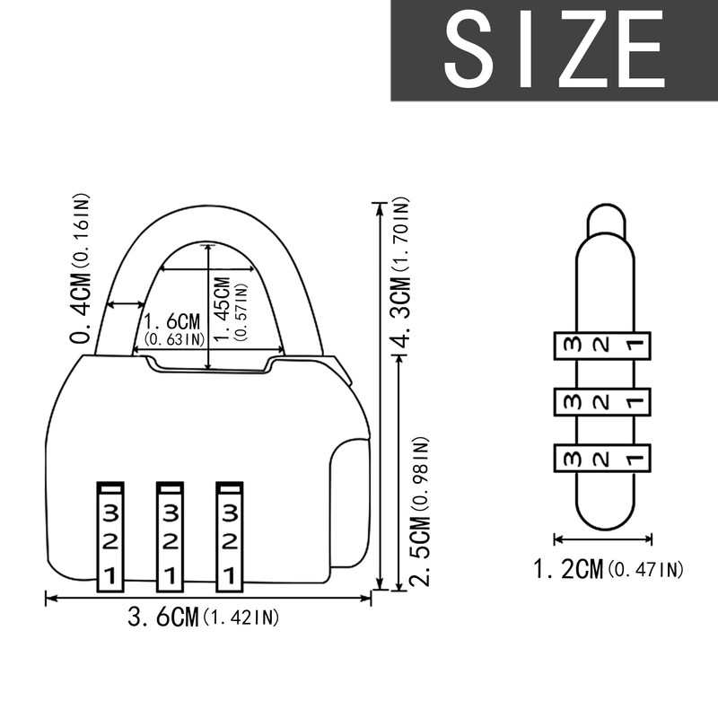 2 Pack Lock Combination Code 3 Digit Combination Lock Padlock