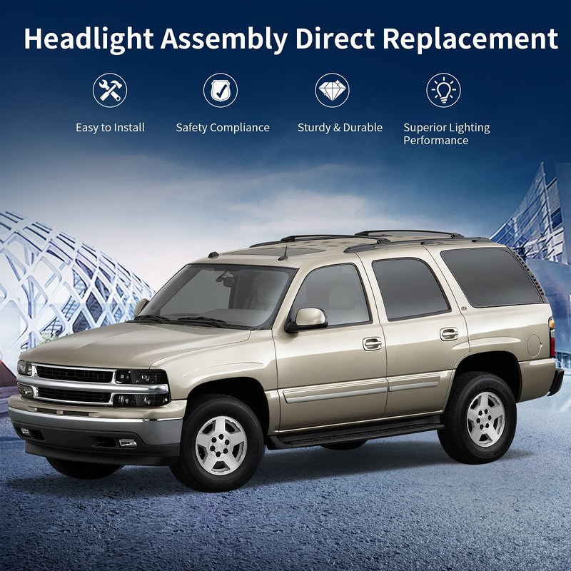 AUTOSAVER88 Headlights Assembly Compatible with 1999-2002 Chevy Silverado / 2000-2006