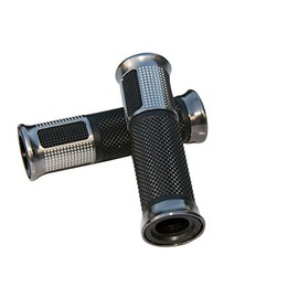MotorToGo Titanium Gray CNC Aluminum 7/8" Handlebar Open-End Rubber Gel Grips for 2019 Honda Grom 125 ABS