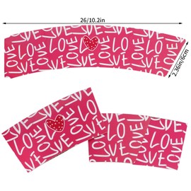 Hmxpls 24 Packs Valentines Day Coffee Cups Sleeves, Disposable Hot Chocolate Cocoa Cup Sleeves for 12oz 16oz Hot Drinks & Cold Beverage, Valentine's Day Party Cups Thicken Paper Sleeves, 6 Designs