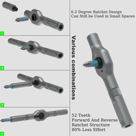 Ratchet Screwdriver Set, 24 in 1 Multibit Screw with T-Handle Drivers, 58-Tooth Forward & Reverse Ratcheting Alloy Steel Nut Driver Socket Manual Repair Tools Kit