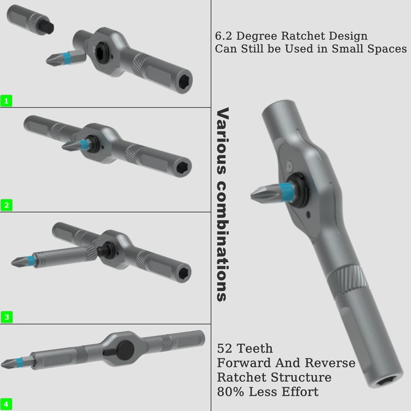 Ratchet Screwdriver Set, 24 in 1 Multibit Screw with T-Handle