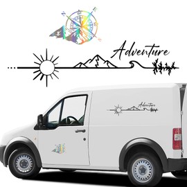BETESSIN Adventure Sticker Car Compass Sticker Reflective Car Sticker Windscreen Sticker for Motorhome Caravan Wall Window Motorcycle Suitcase Bicycle