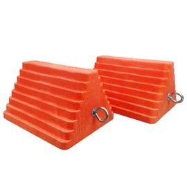 ROBLOCK 2 Pack Wheel Chocks Heavy Duty Orange with Eyebolt for Travel Trailer, 10" Length x 8" Width x 5.7" Height