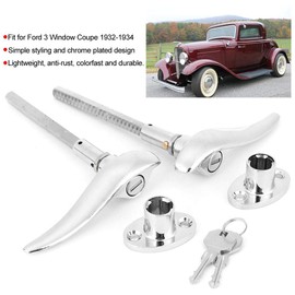 Akozon Car Outside Locking Door Handles Stainless Steel Fit for Ford 3 Window Coupe 1932 1933 1934